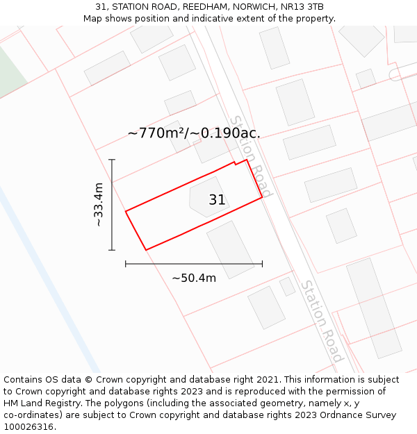 31, STATION ROAD, REEDHAM, NORWICH, NR13 3TB: Plot and title map