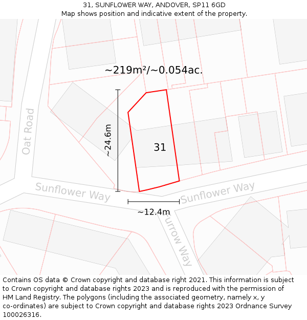 31, SUNFLOWER WAY, ANDOVER, SP11 6GD: Plot and title map
