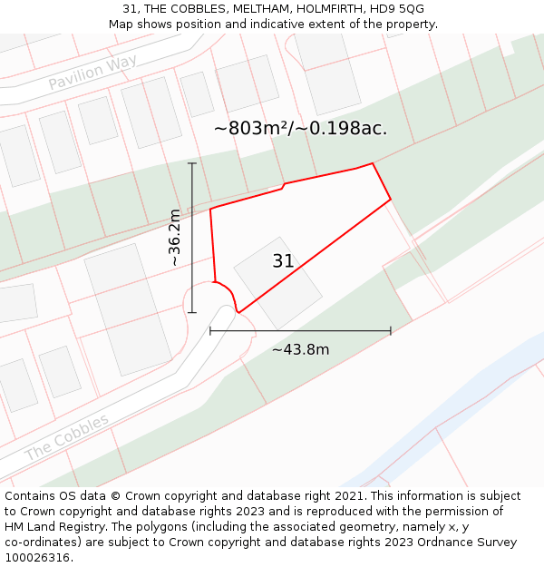 31, THE COBBLES, MELTHAM, HOLMFIRTH, HD9 5QG: Plot and title map