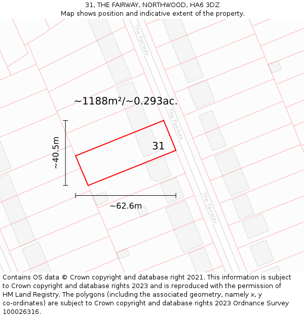 31, THE FAIRWAY, NORTHWOOD, HA6 3DZ: Plot and title map
