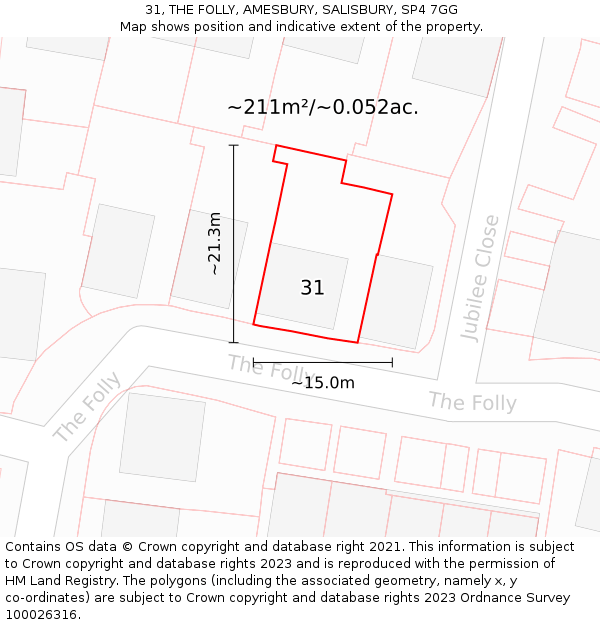 31, THE FOLLY, AMESBURY, SALISBURY, SP4 7GG: Plot and title map