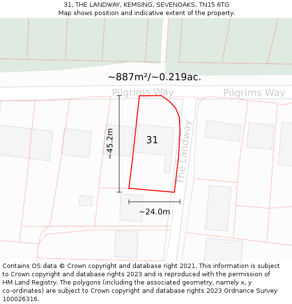 31, THE LANDWAY, KEMSING, SEVENOAKS, TN15 6TG: Plot and title map