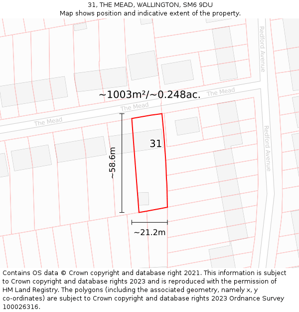 31, THE MEAD, WALLINGTON, SM6 9DU: Plot and title map