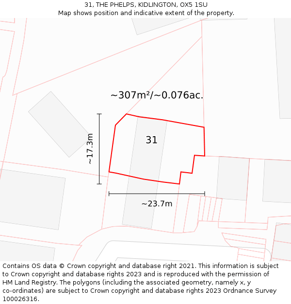 31, THE PHELPS, KIDLINGTON, OX5 1SU: Plot and title map