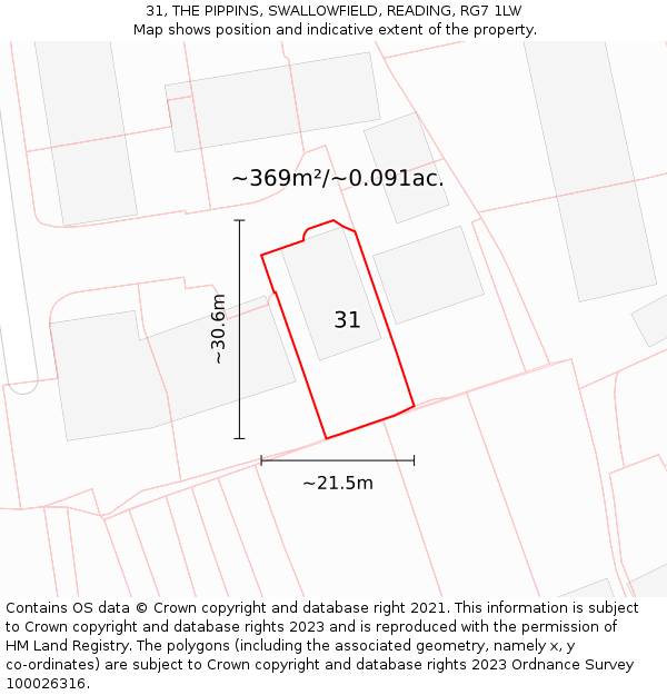 31, THE PIPPINS, SWALLOWFIELD, READING, RG7 1LW: Plot and title map