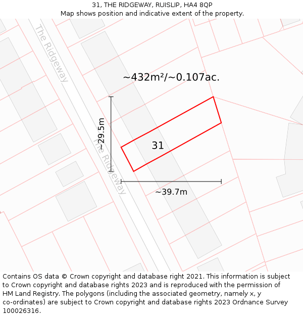 31, THE RIDGEWAY, RUISLIP, HA4 8QP: Plot and title map