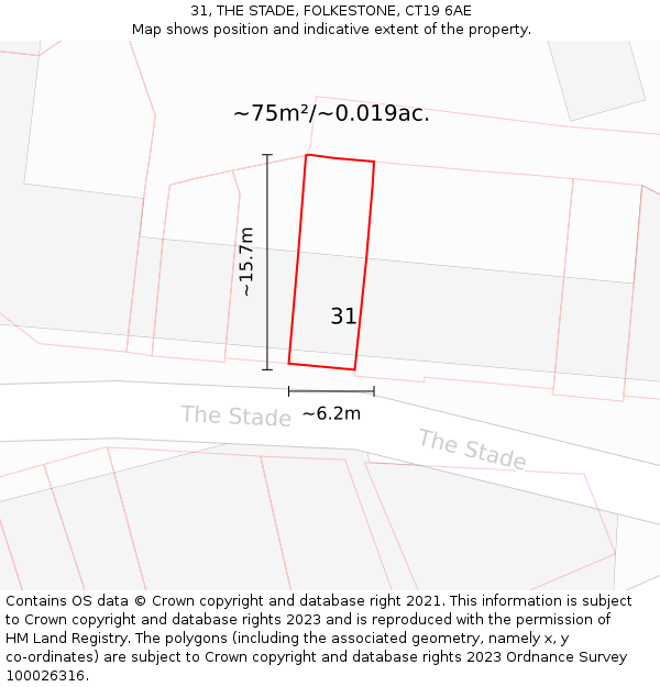 31, THE STADE, FOLKESTONE, CT19 6AE: Plot and title map
