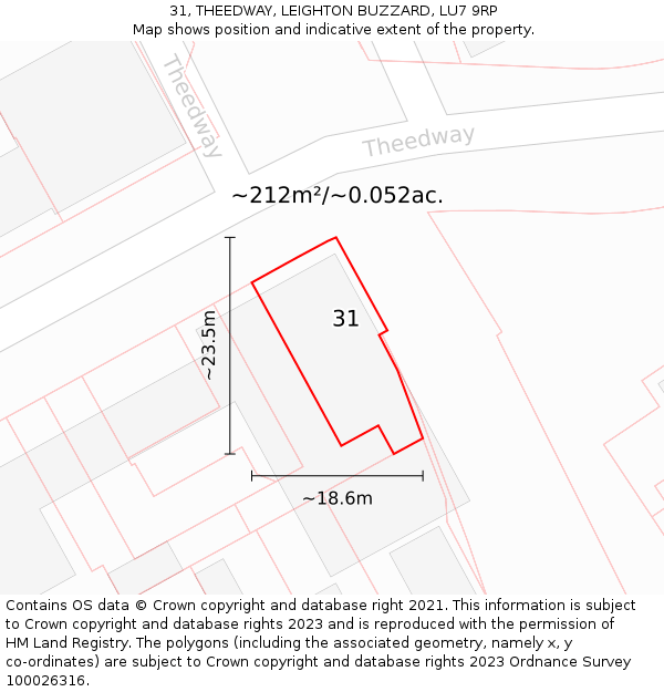 31, THEEDWAY, LEIGHTON BUZZARD, LU7 9RP: Plot and title map