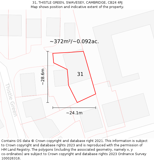 31, THISTLE GREEN, SWAVESEY, CAMBRIDGE, CB24 4RJ: Plot and title map