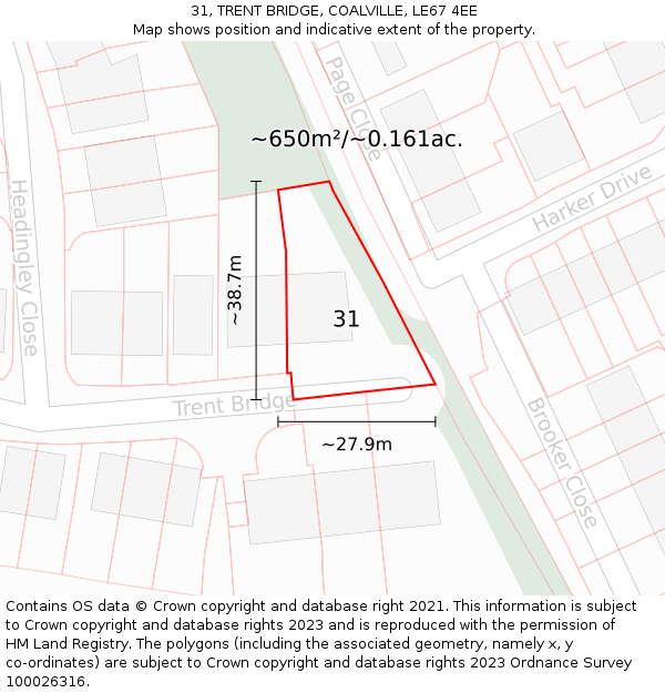 31, TRENT BRIDGE, COALVILLE, LE67 4EE: Plot and title map