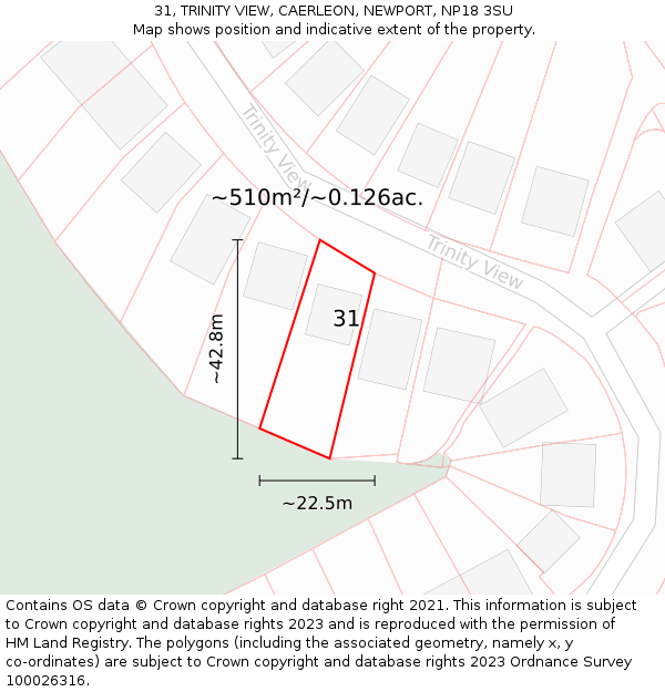 31, TRINITY VIEW, CAERLEON, NEWPORT, NP18 3SU: Plot and title map