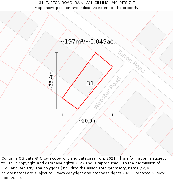 31, TUFTON ROAD, RAINHAM, GILLINGHAM, ME8 7LF: Plot and title map