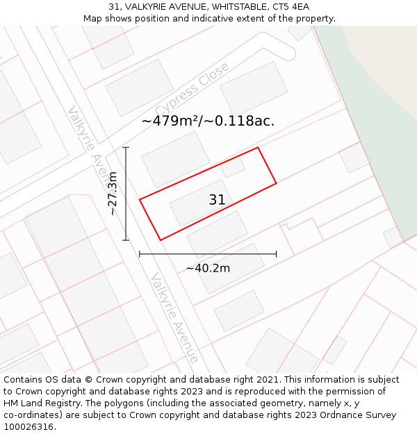 31, VALKYRIE AVENUE, WHITSTABLE, CT5 4EA: Plot and title map