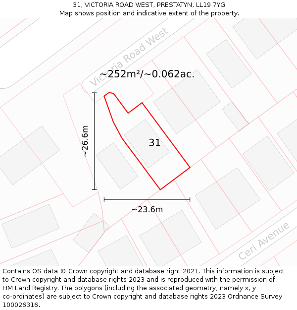 31, VICTORIA ROAD WEST, PRESTATYN, LL19 7YG: Plot and title map