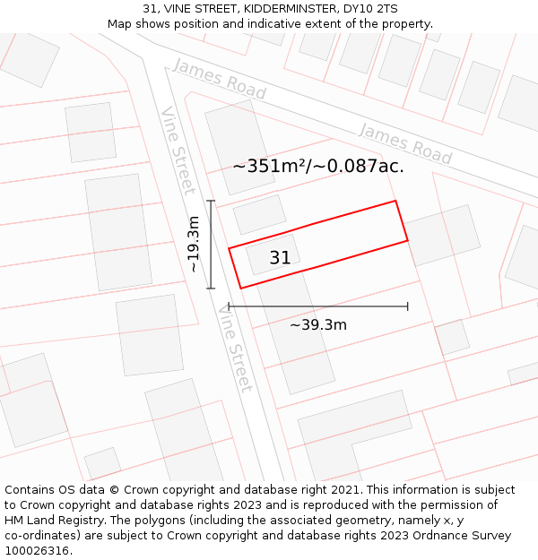 31, VINE STREET, KIDDERMINSTER, DY10 2TS: Plot and title map