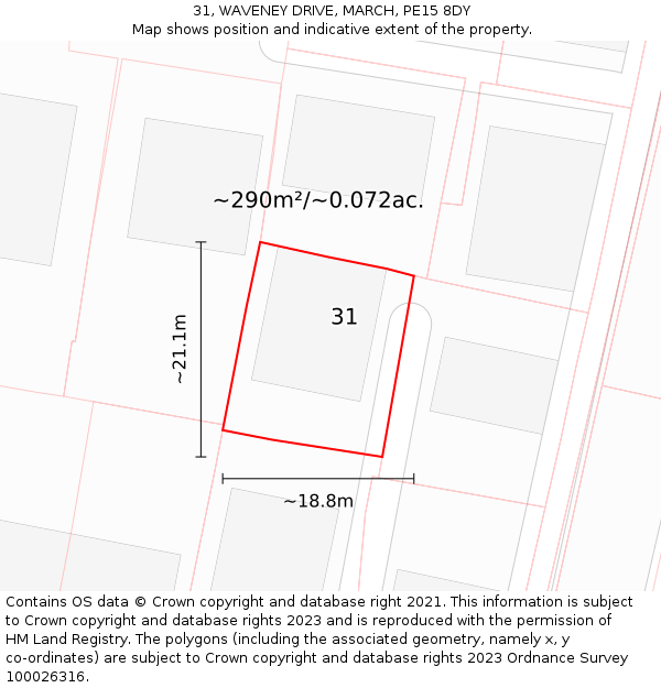 31, WAVENEY DRIVE, MARCH, PE15 8DY: Plot and title map