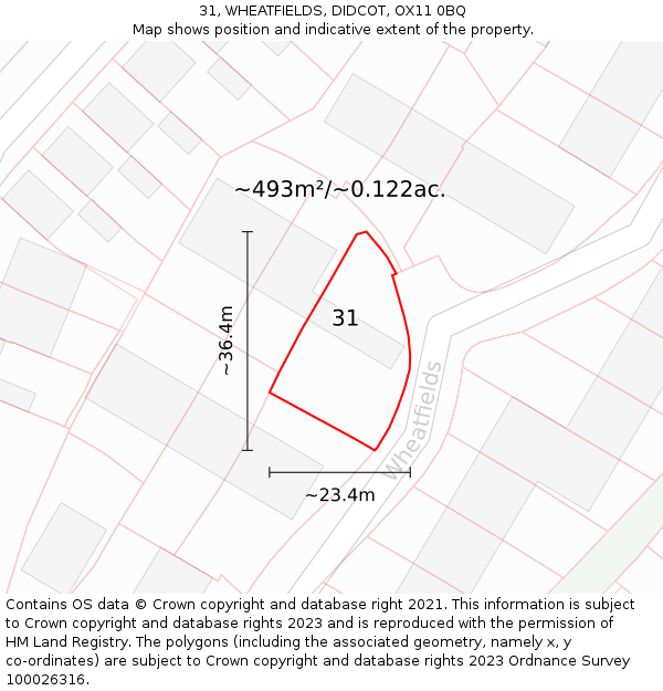 31, WHEATFIELDS, DIDCOT, OX11 0BQ: Plot and title map