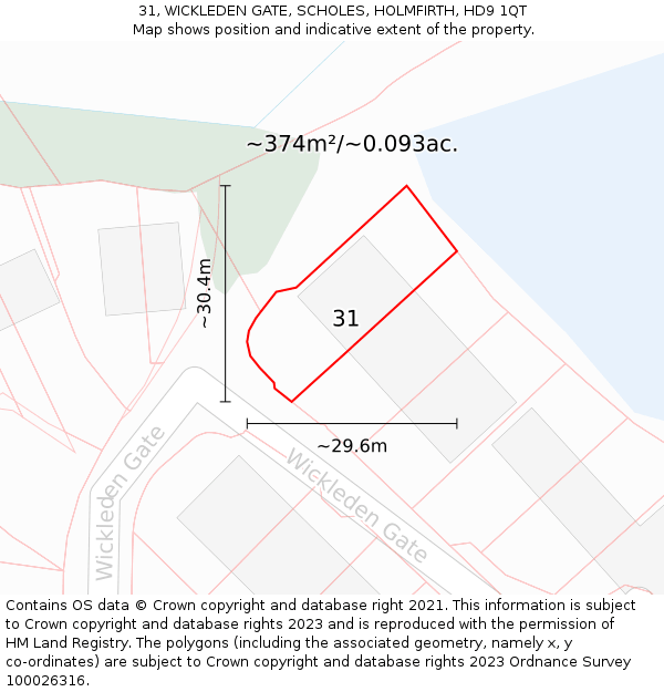 31, WICKLEDEN GATE, SCHOLES, HOLMFIRTH, HD9 1QT: Plot and title map