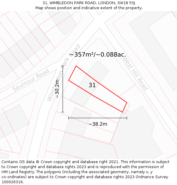 31, WIMBLEDON PARK ROAD, LONDON, SW18 5SJ: Plot and title map