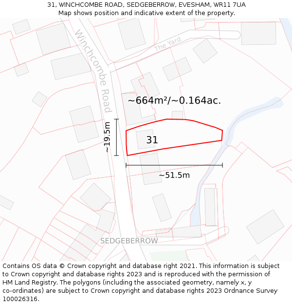 31, WINCHCOMBE ROAD, SEDGEBERROW, EVESHAM, WR11 7UA: Plot and title map