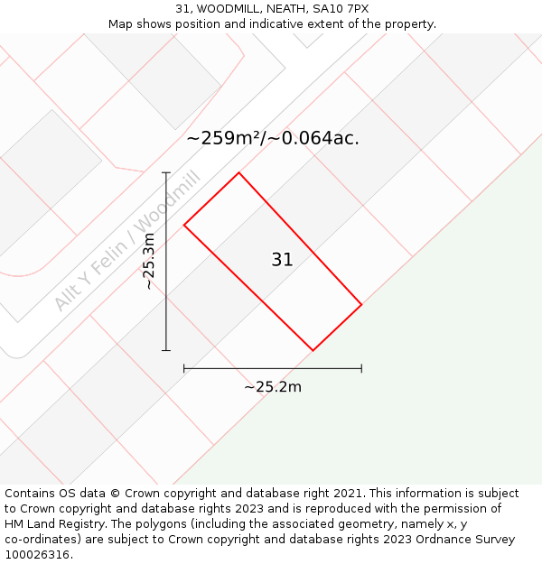 31, WOODMILL, NEATH, SA10 7PX: Plot and title map