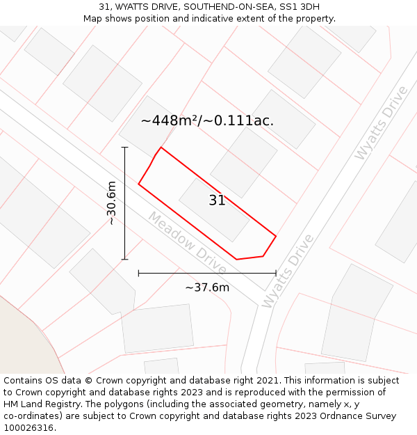 31, WYATTS DRIVE, SOUTHEND-ON-SEA, SS1 3DH: Plot and title map