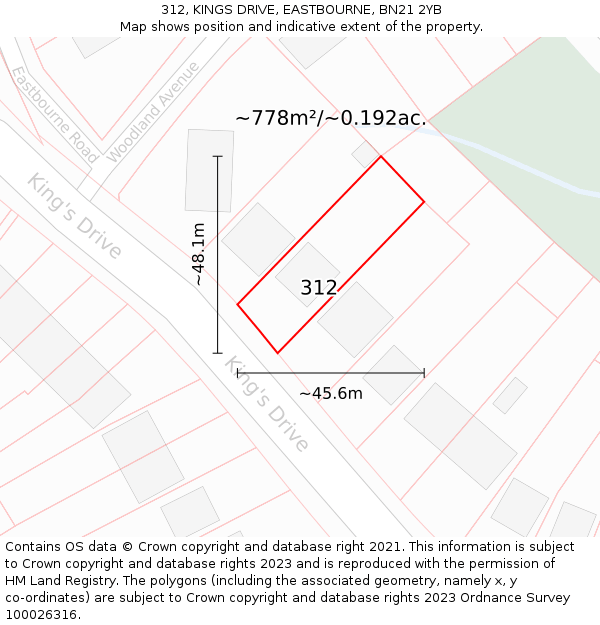 312, KINGS DRIVE, EASTBOURNE, BN21 2YB: Plot and title map
