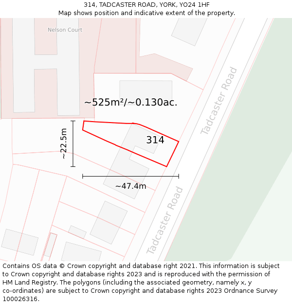 314, TADCASTER ROAD, YORK, YO24 1HF: Plot and title map