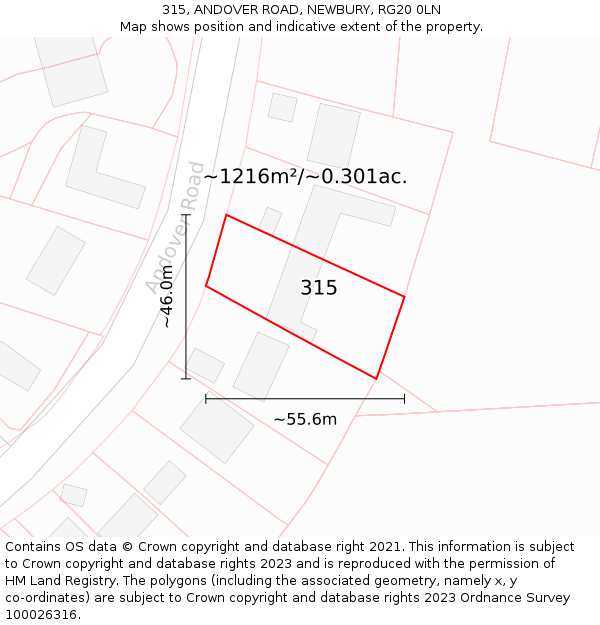 315, ANDOVER ROAD, NEWBURY, RG20 0LN: Plot and title map