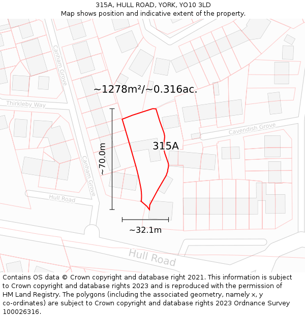 315A, HULL ROAD, YORK, YO10 3LD: Plot and title map