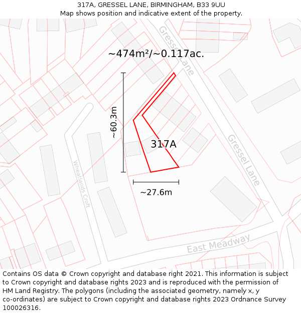 317A, GRESSEL LANE, BIRMINGHAM, B33 9UU: Plot and title map