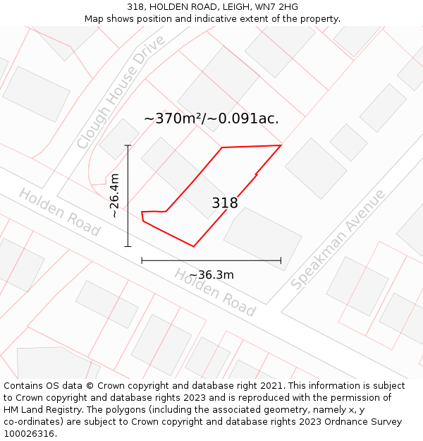 318, HOLDEN ROAD, LEIGH, WN7 2HG: Plot and title map