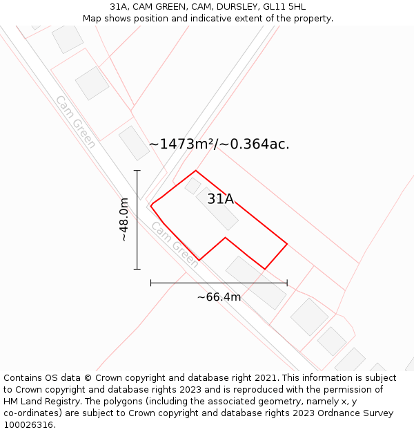 31A, CAM GREEN, CAM, DURSLEY, GL11 5HL: Plot and title map