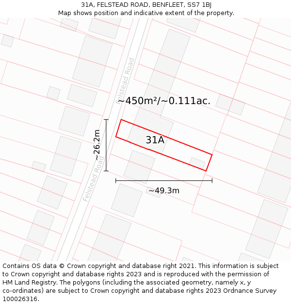 31A, FELSTEAD ROAD, BENFLEET, SS7 1BJ: Plot and title map