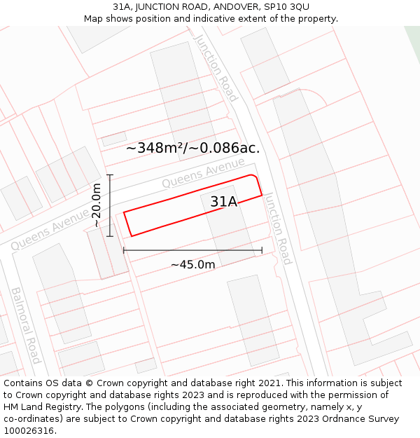 31A, JUNCTION ROAD, ANDOVER, SP10 3QU: Plot and title map