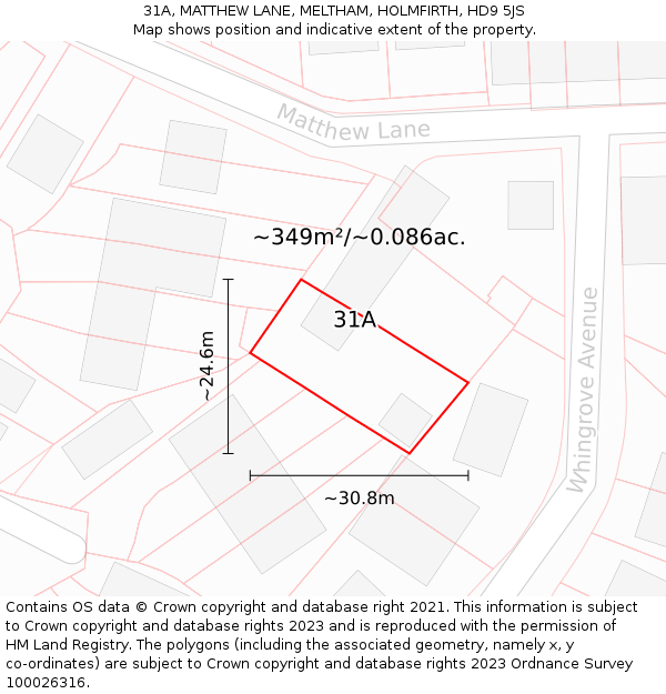 31A, MATTHEW LANE, MELTHAM, HOLMFIRTH, HD9 5JS: Plot and title map