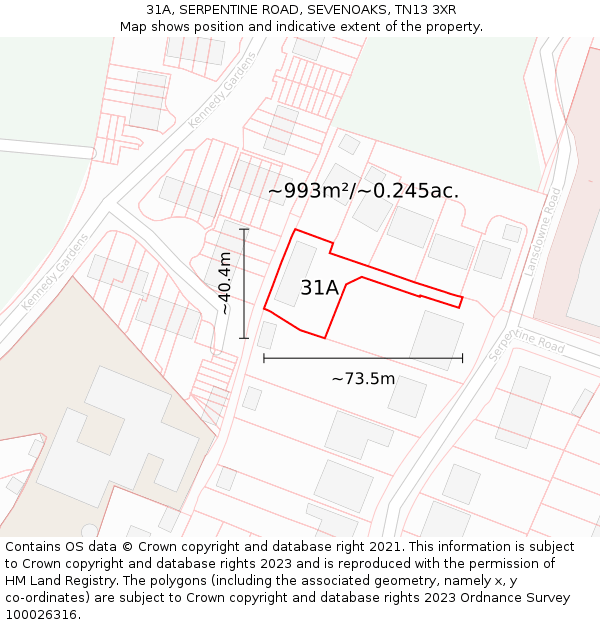 31A, SERPENTINE ROAD, SEVENOAKS, TN13 3XR: Plot and title map