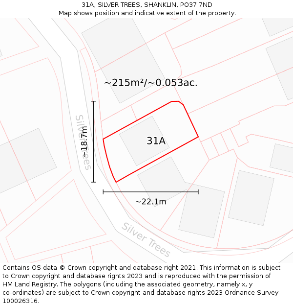 31A, SILVER TREES, SHANKLIN, PO37 7ND: Plot and title map