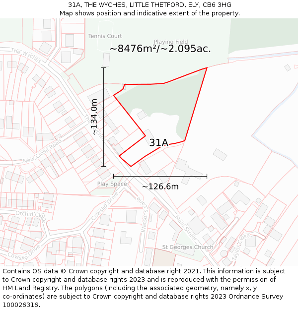 31A, THE WYCHES, LITTLE THETFORD, ELY, CB6 3HG: Plot and title map