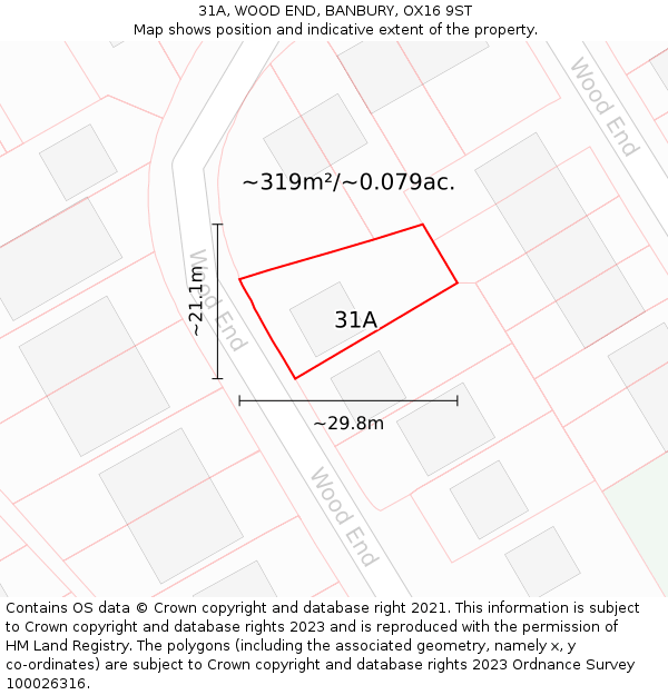 31A, WOOD END, BANBURY, OX16 9ST: Plot and title map