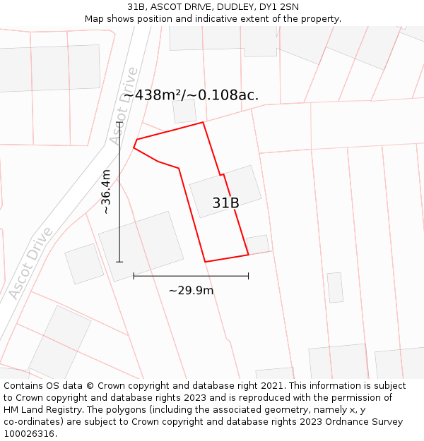 31B, ASCOT DRIVE, DUDLEY, DY1 2SN: Plot and title map