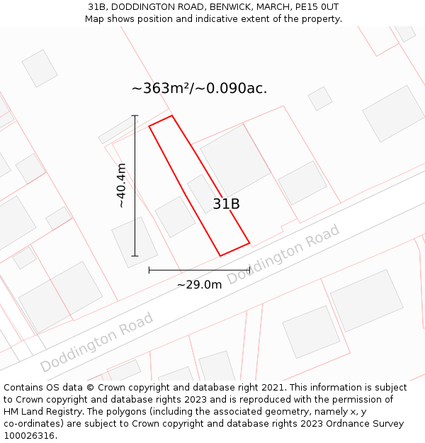 31B, DODDINGTON ROAD, BENWICK, MARCH, PE15 0UT: Plot and title map
