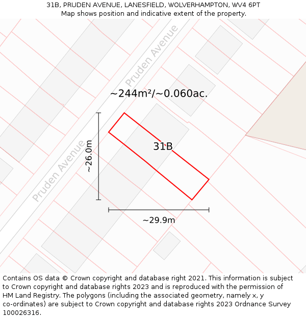 31B, PRUDEN AVENUE, LANESFIELD, WOLVERHAMPTON, WV4 6PT: Plot and title map
