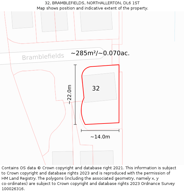 32, BRAMBLEFIELDS, NORTHALLERTON, DL6 1ST: Plot and title map
