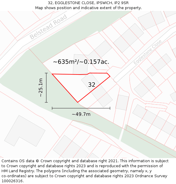 32, EGGLESTONE CLOSE, IPSWICH, IP2 9SR: Plot and title map