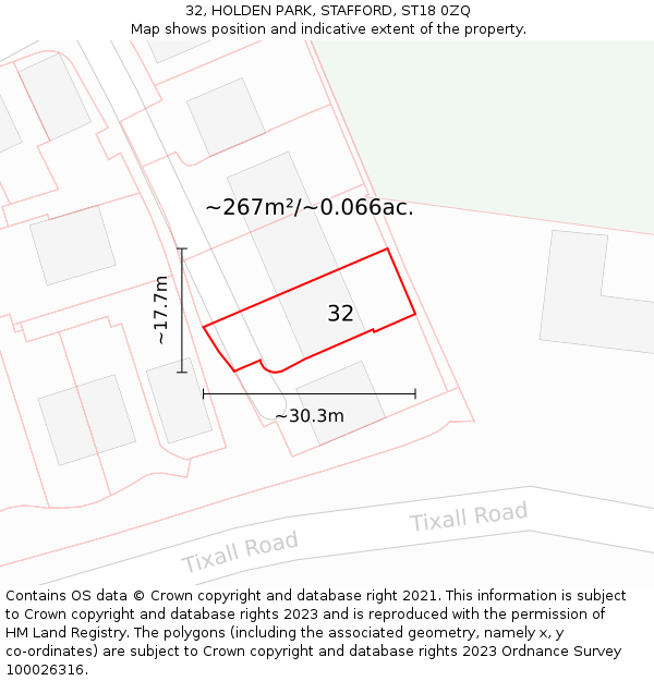 32, HOLDEN PARK, STAFFORD, ST18 0ZQ: Plot and title map