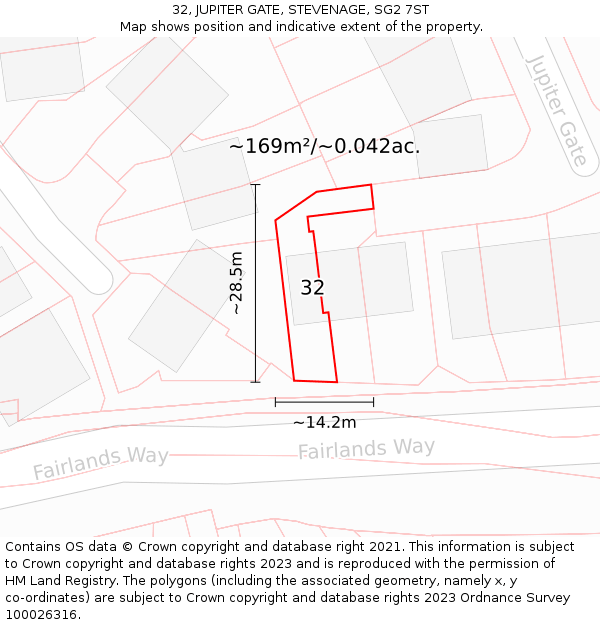 32, JUPITER GATE, STEVENAGE, SG2 7ST: Plot and title map