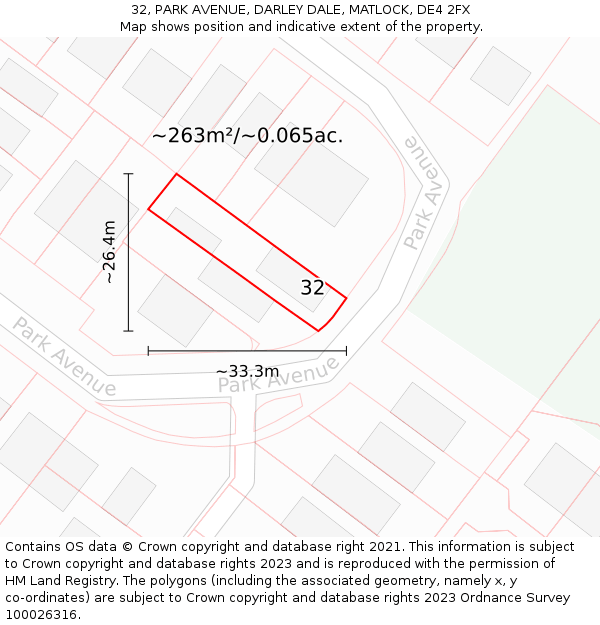 32, PARK AVENUE, DARLEY DALE, MATLOCK, DE4 2FX: Plot and title map