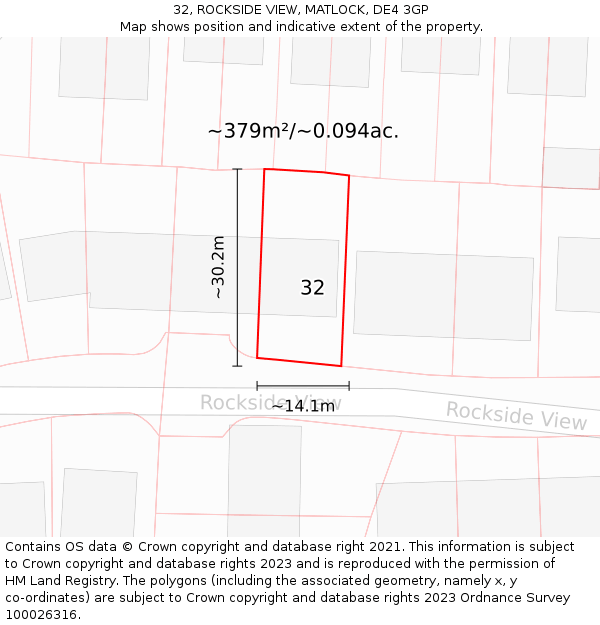 32, ROCKSIDE VIEW, MATLOCK, DE4 3GP: Plot and title map