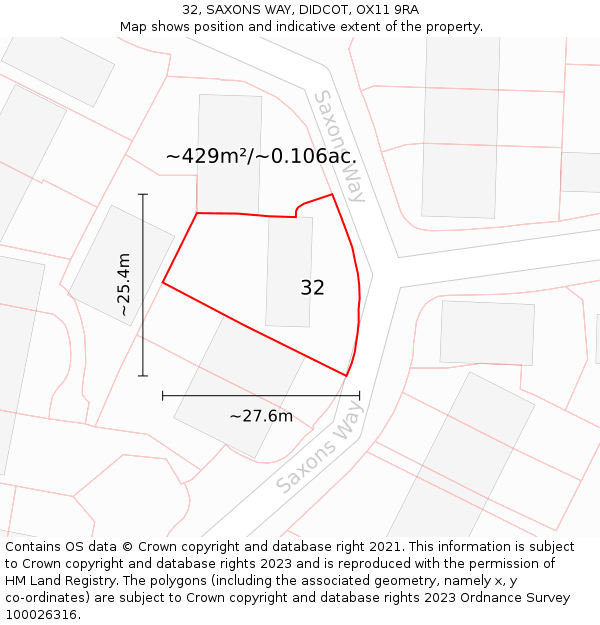 32, SAXONS WAY, DIDCOT, OX11 9RA: Plot and title map